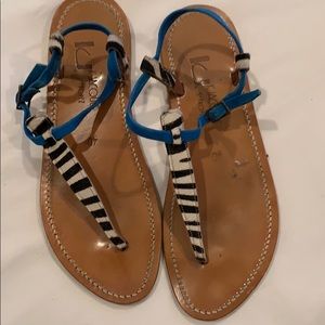 KJACQUES ST TROPEZ zebra and turquoise sandals